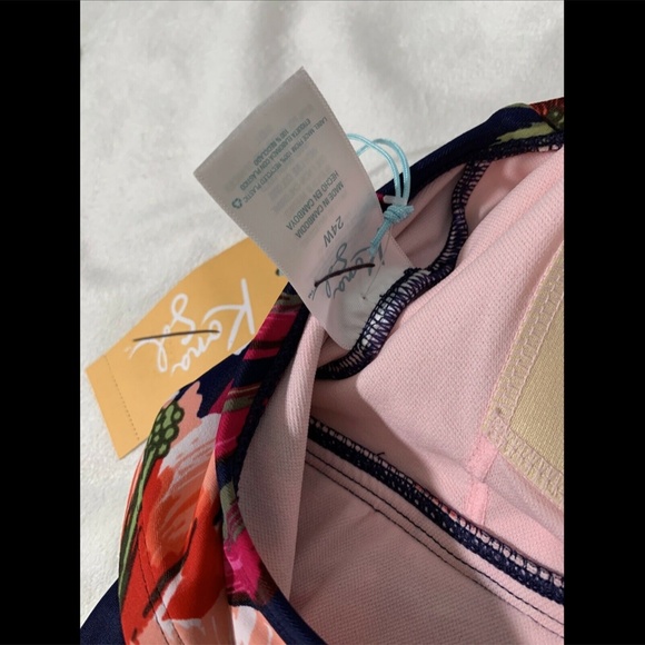 NWT $45 Kona Sol Tropeical Flora Keyhole Strap One‎ Piece Swimsuit [SZ 24W ] - Picture 10 of 12